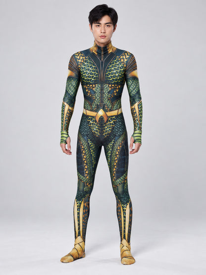 Jumpsuit Costume with High Collar and Pattern on-model view