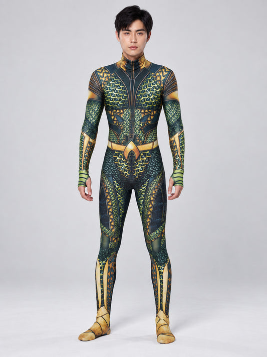 Jumpsuit Costume with High Collar and Pattern on-model view