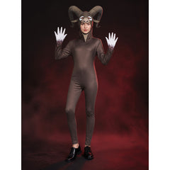 Goat Monster Jumpsuit Costume With Animal Hood, Full-Body Halloween Outfit