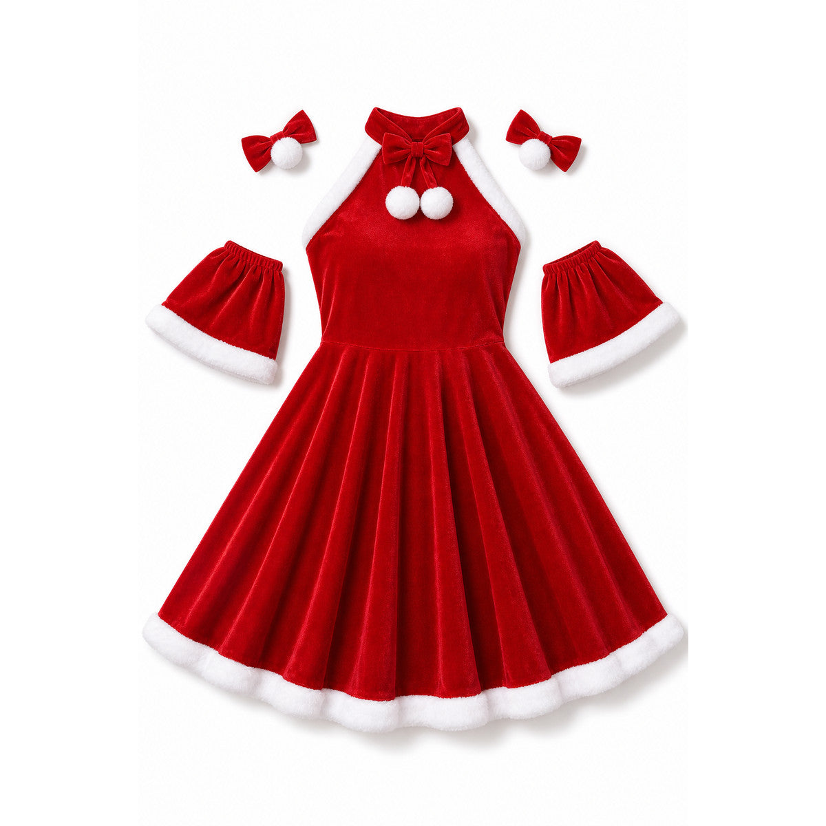 New Year’s Costume Dress with Faux Fur Trim and Clips
