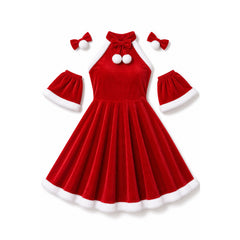 New Year’s Costume Dress with Faux Fur Trim and Clips