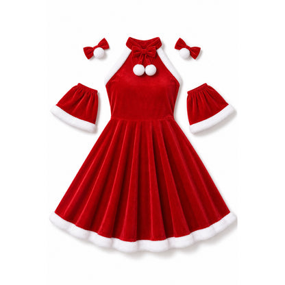 New Year’s Costume Dress with Faux Fur Trim and Clips