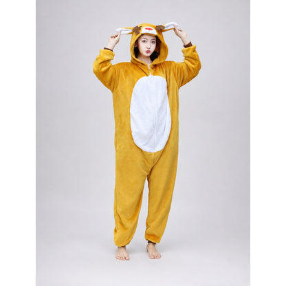 Plush Deer Costume with Hood and Ears on-model view