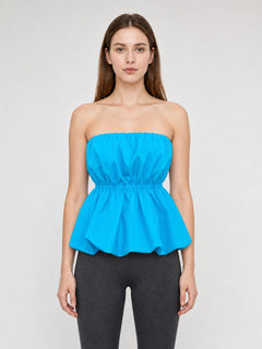 Strapless Dress with Scalloped Edge and Gathering