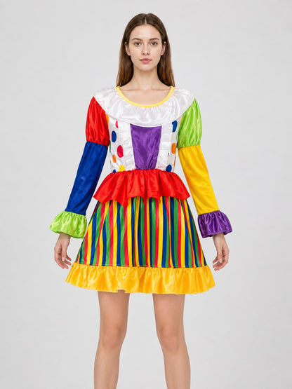 Carnival Clown Costume Dress for Performances front view