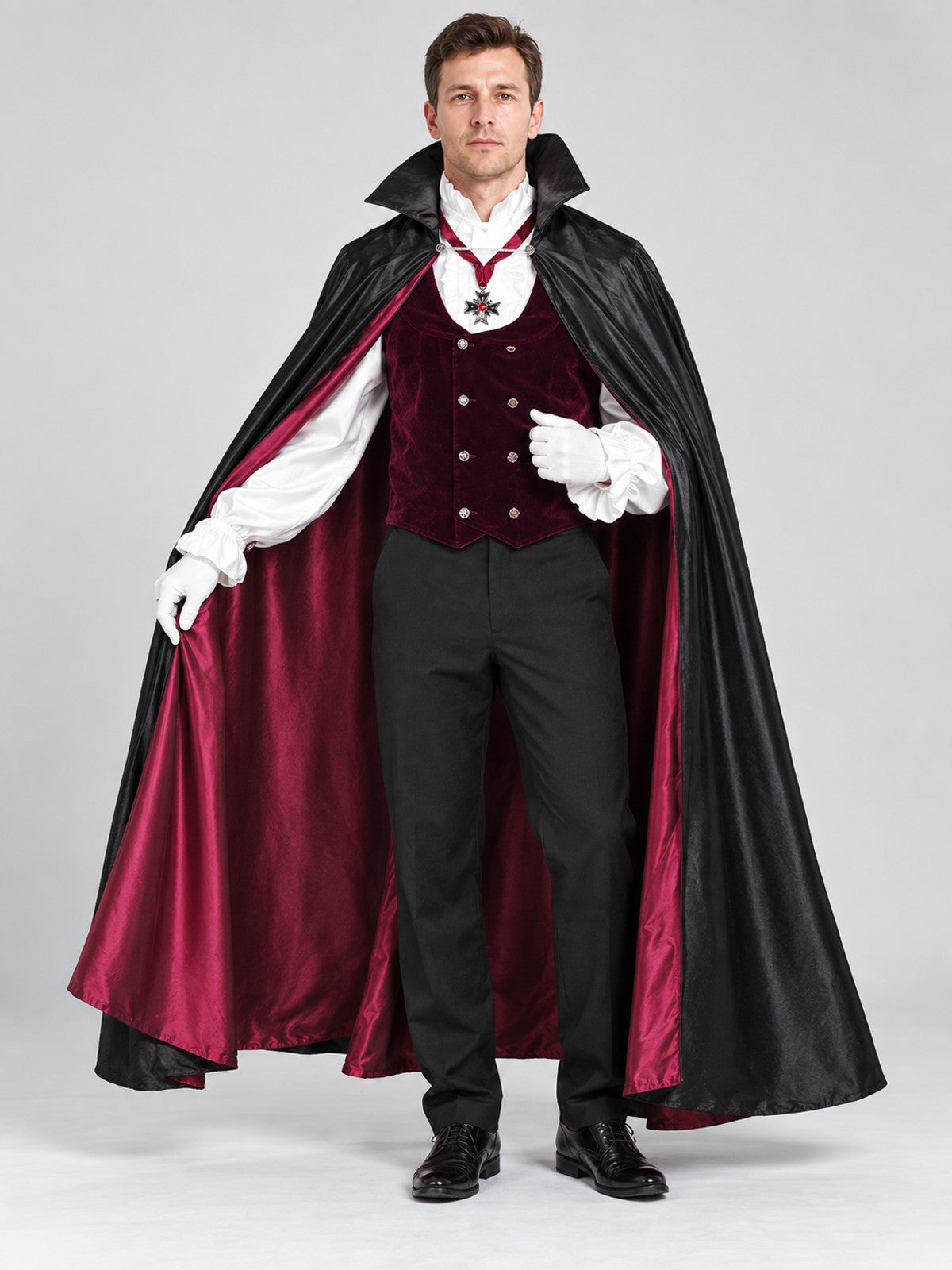 Vampire Costume: Cape, Vest, Shirt, Pants
