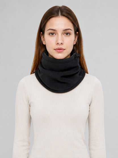 Black Insulated Neck Gaiter with Fleece Lining on-model view