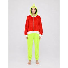 Kids & Adults Red and Green Hooded Monster Pajama Costume