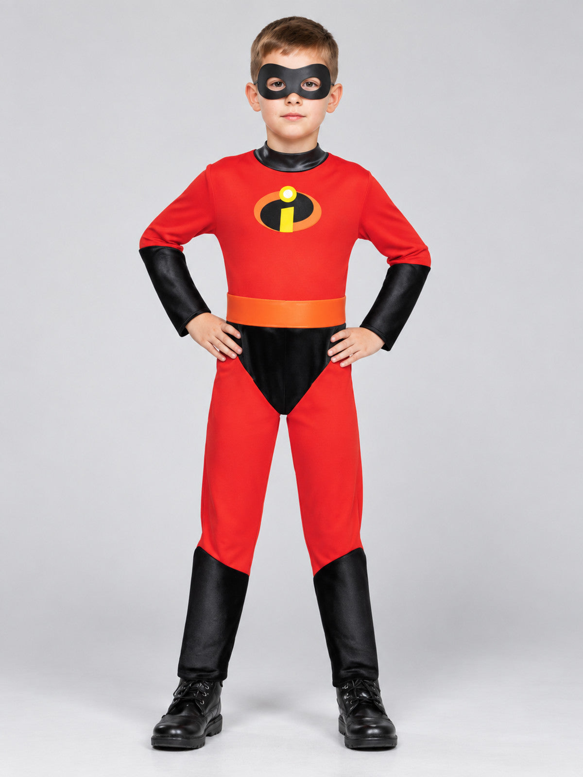 Kids' red superhero costume with mask