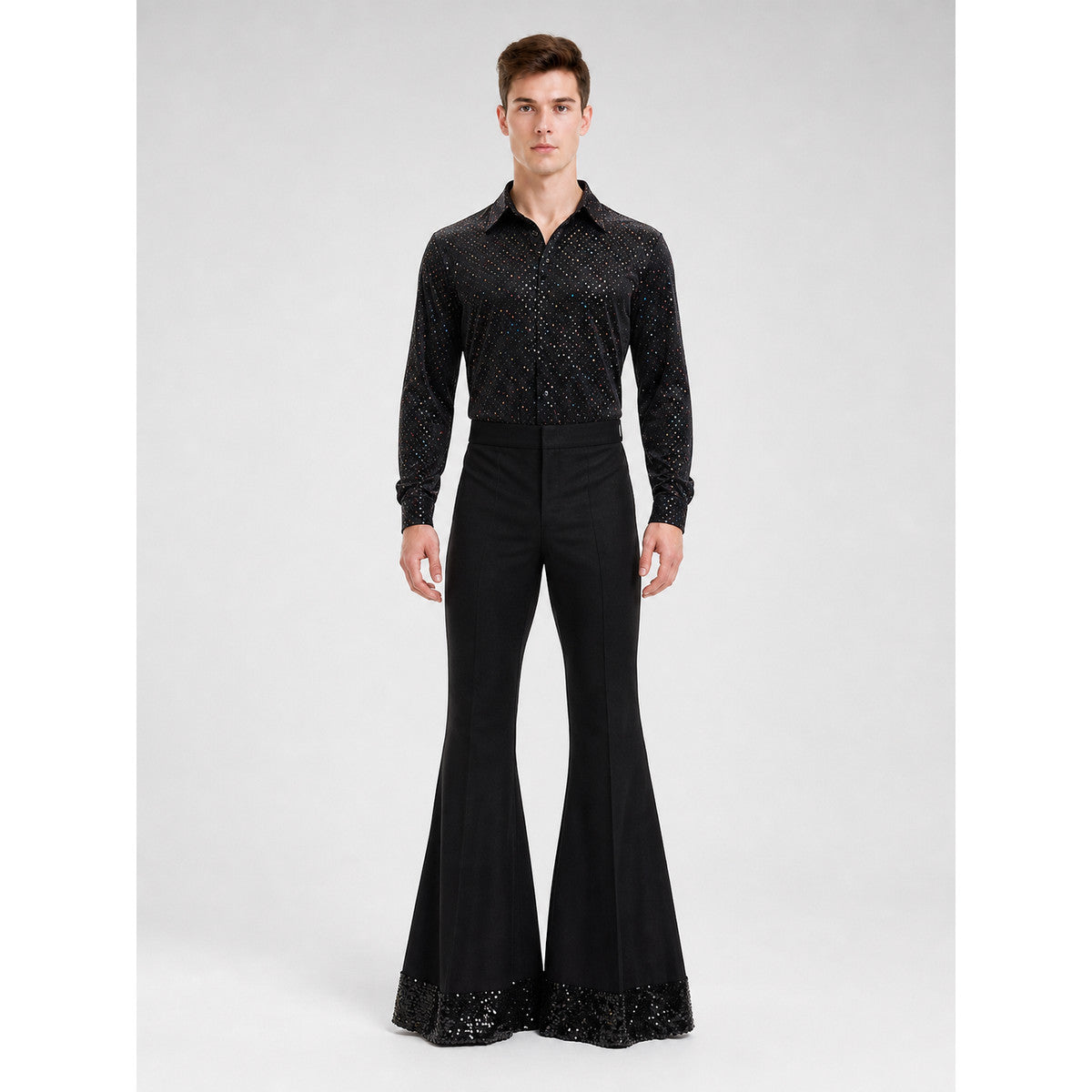 Retro Costume with Shirt and Flared Pants front view
