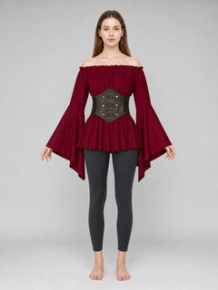 Medieval Red Dress with Belt and Sleeves