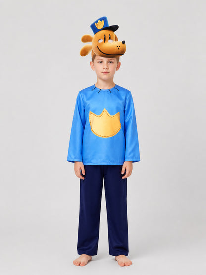 Dogman Cosplay Costume, Set with Mask and Hat on-model view