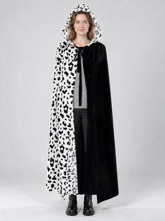 Reversible Hooded Cape Cloak Black and White