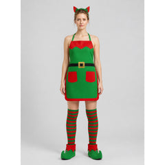 Christmas Elf Costume Apron, 4-Piece Set
