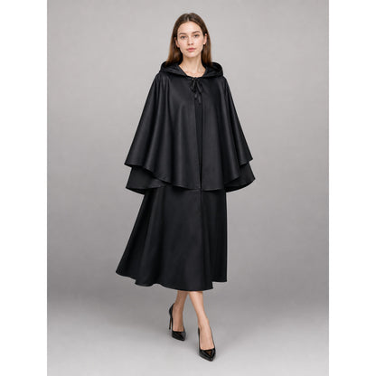 Black Hooded Costume Cloak for Cosplay front view