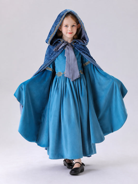 Girls' Elf Costume: Long Dress and Cape main product view