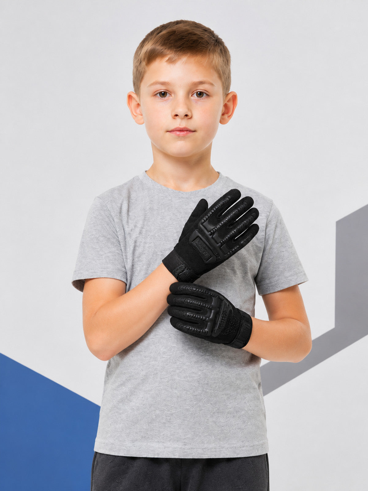 Black Tactical Gloves with Protective Overlays