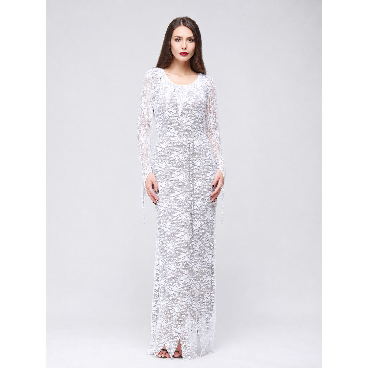 Floor-Length Lace Costume Dress for Halloween on-model view
