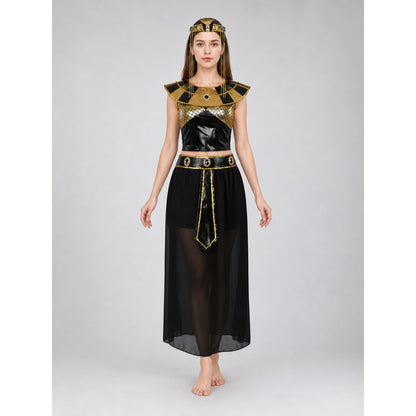 Egyptian XXL costume, black and gold set front view