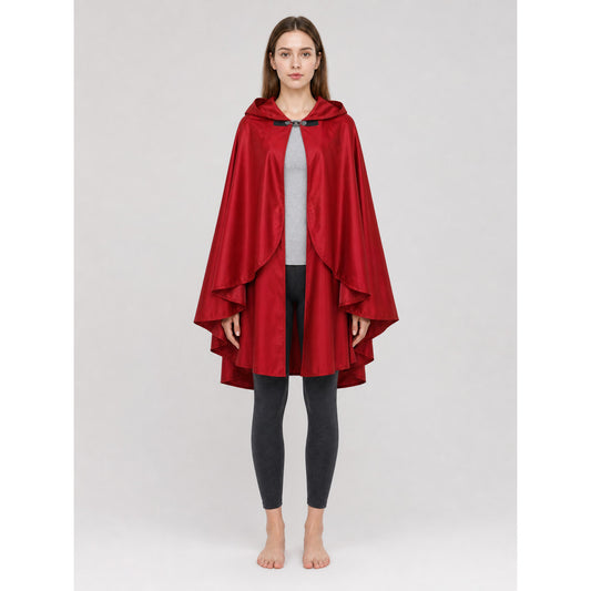 Red medieval carnival cloak with hood