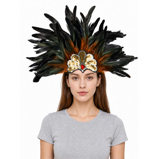 Carnival Feather and Bead Headpiece