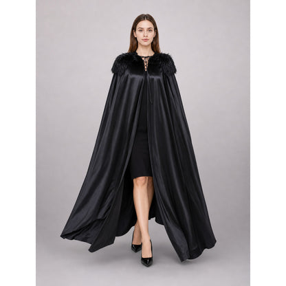 Black Costume Cloak for Witch Cosplay front view