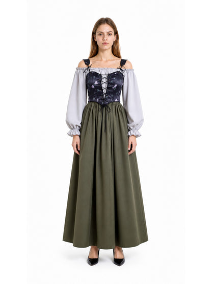 Historical Dress with Corset Bodice and Full Skirt main product view