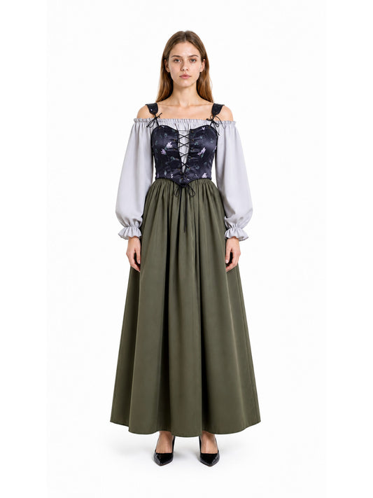 Historical Dress with Corset Bodice and Full Skirt main product view