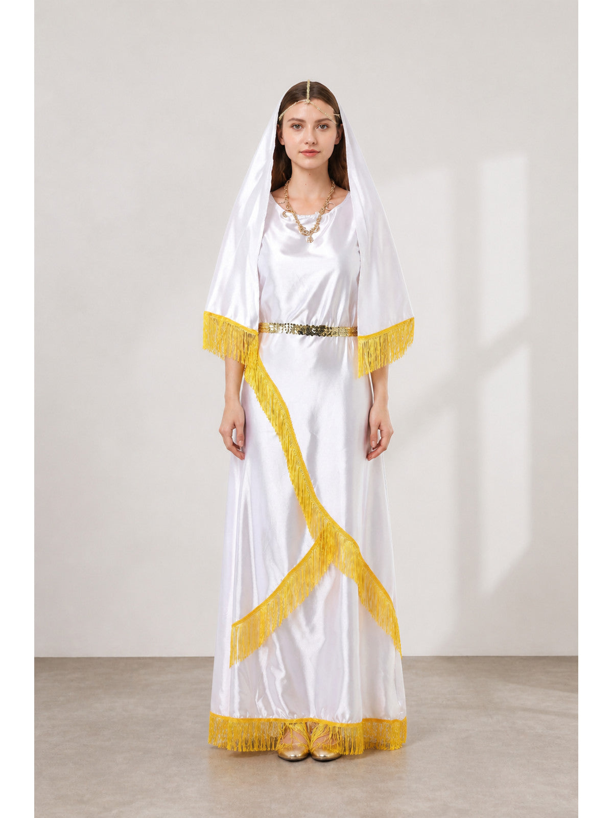Ceremonial Robe with White Veil and Gold Fringe main product view