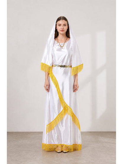 Ceremonial Robe with White Veil and Gold Fringe main product view