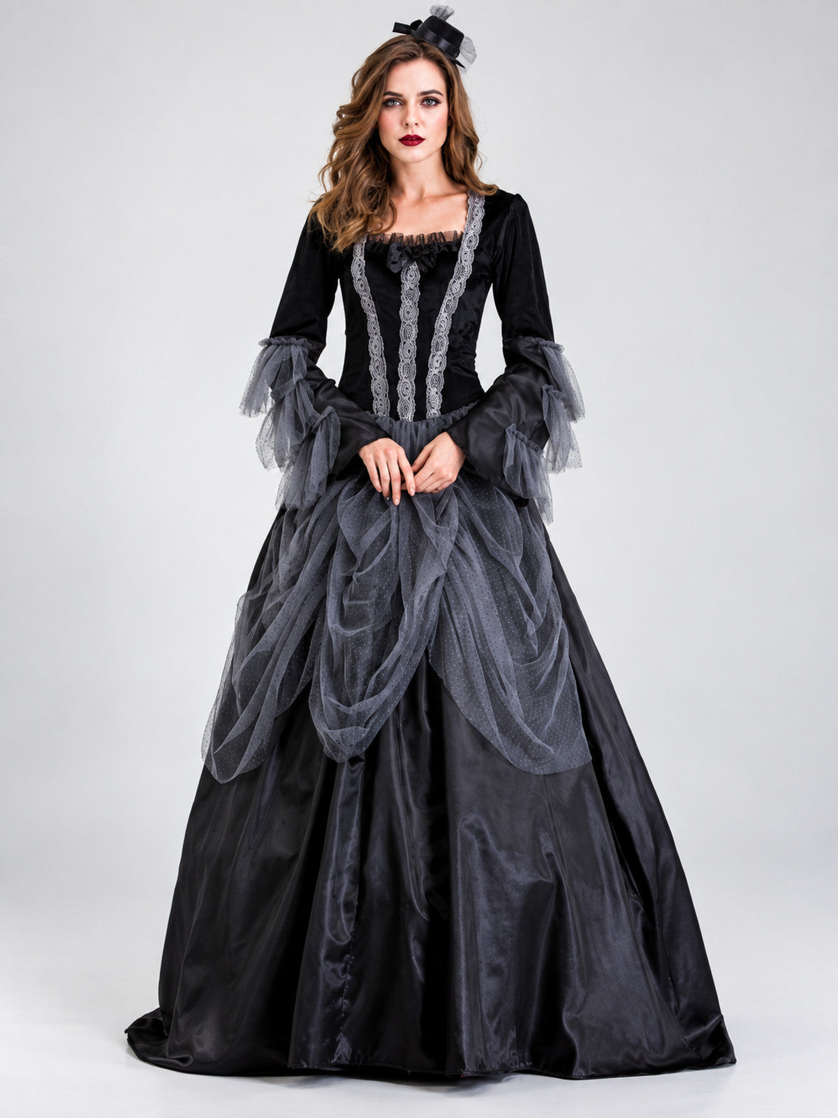 Black and Gray Vampire Costume with Hat