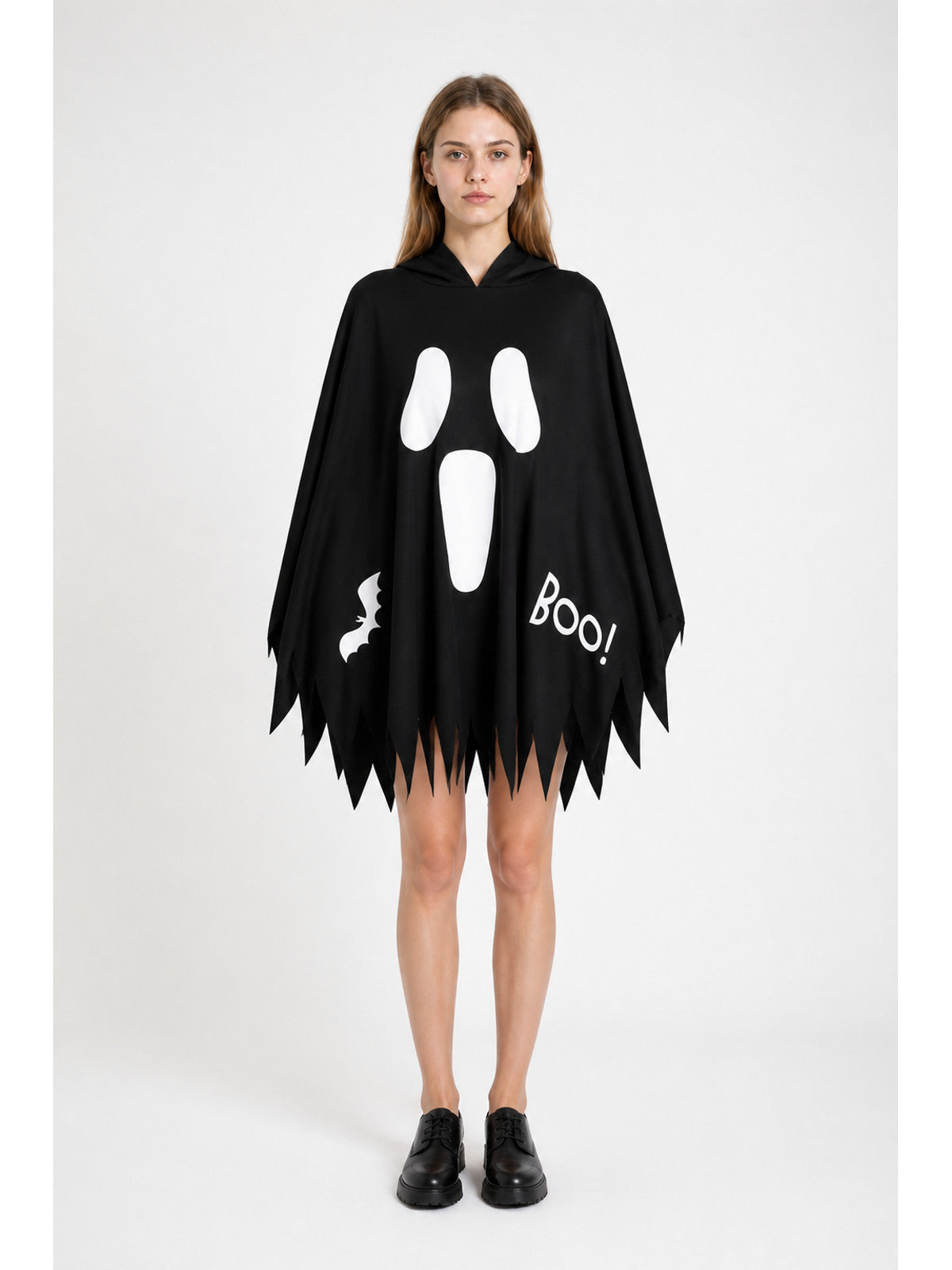 Halloween Hooded Cape with Ghost Print main product view