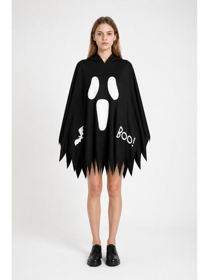Halloween Hooded Cape with Ghost Print main product view