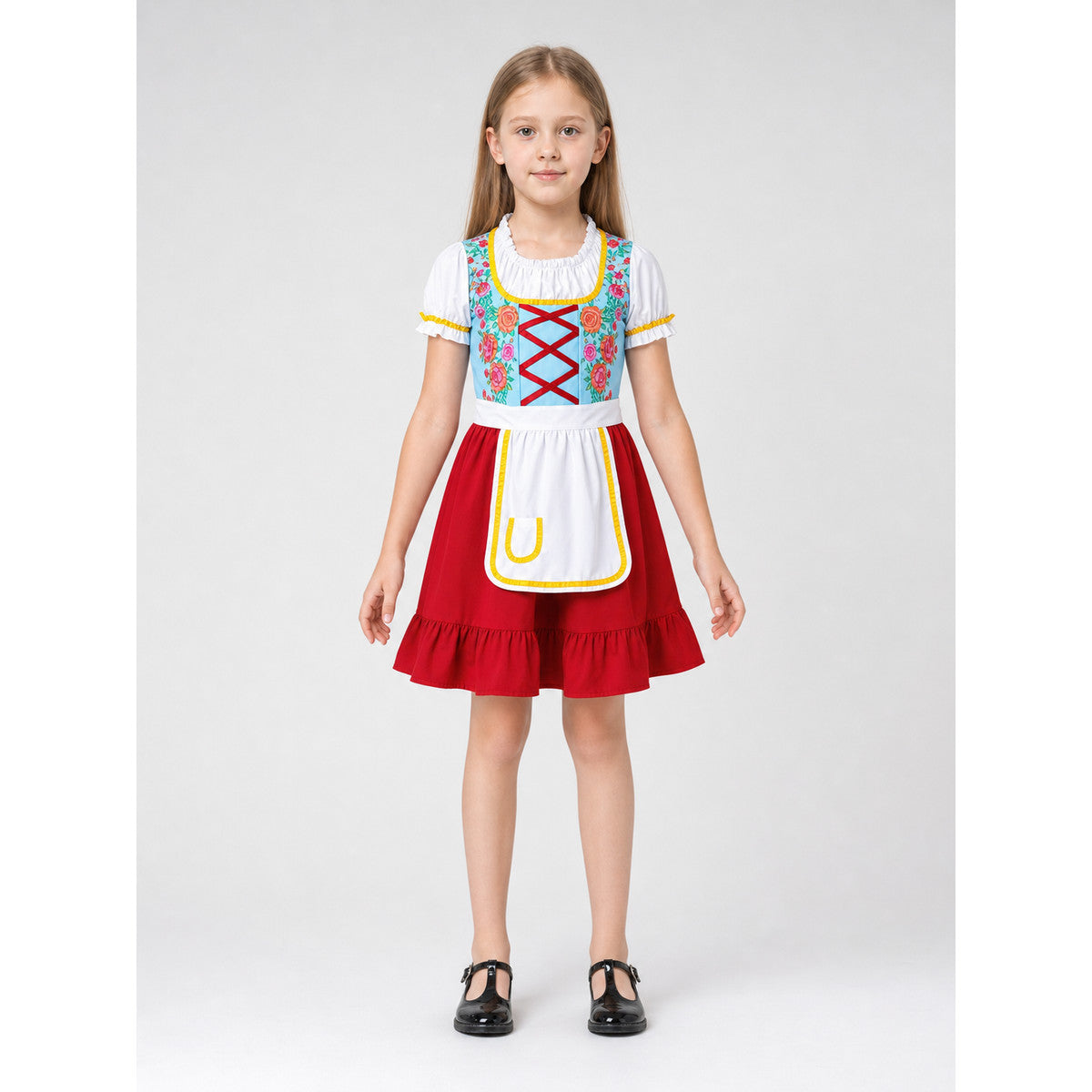 Folk-style costume dress with apron