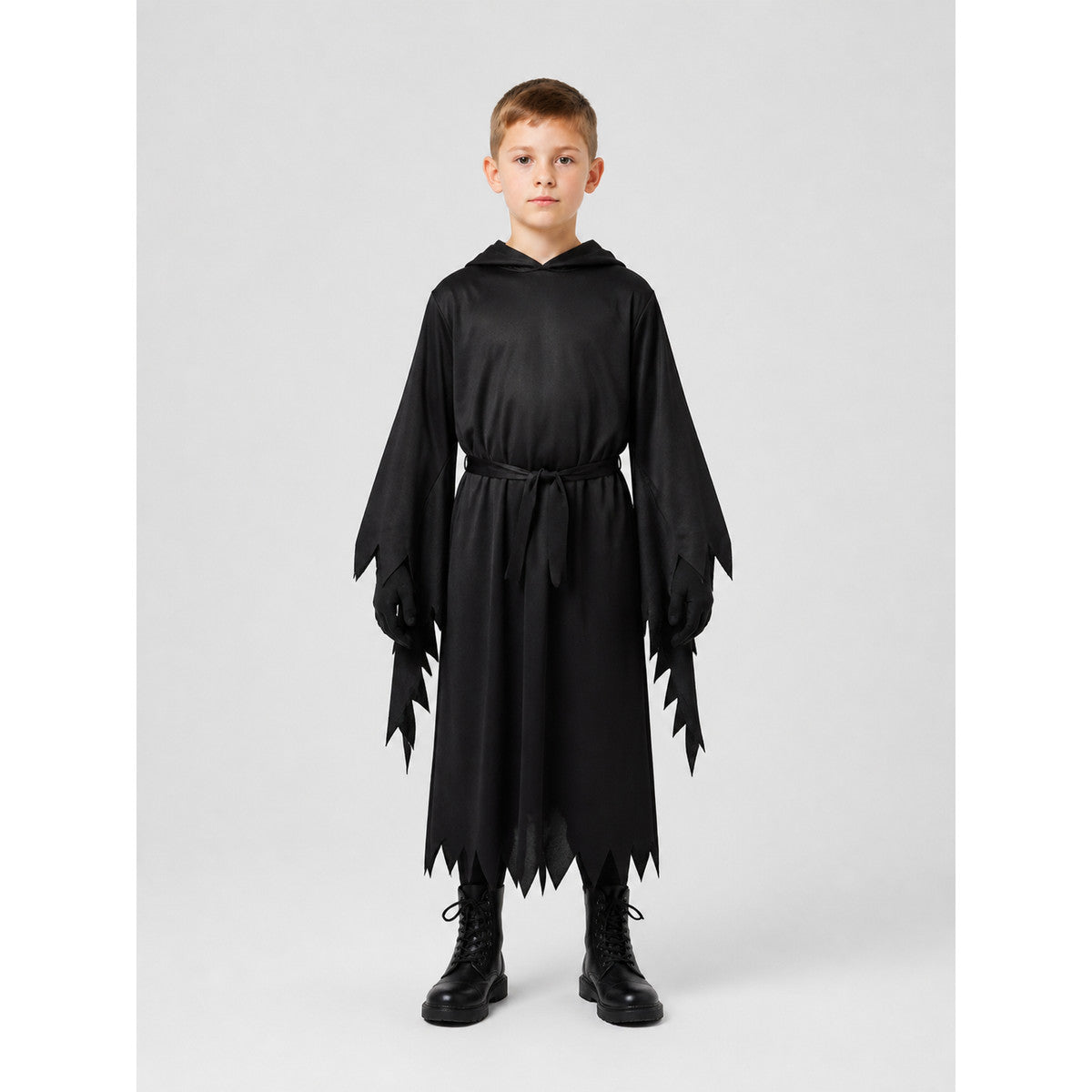 Hooded Cosplay Costume with Wide Sleeves on-model view