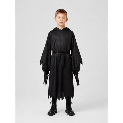 Hooded Cosplay Costume with Wide Sleeves on-model view