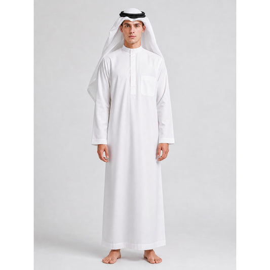Traditional long white robe with head covering