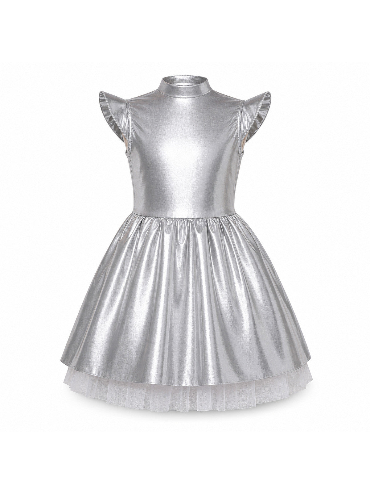 Children Girls Shiny Halloween Alien Cosplay Fancy Costume Space Robot Astronaut main product view