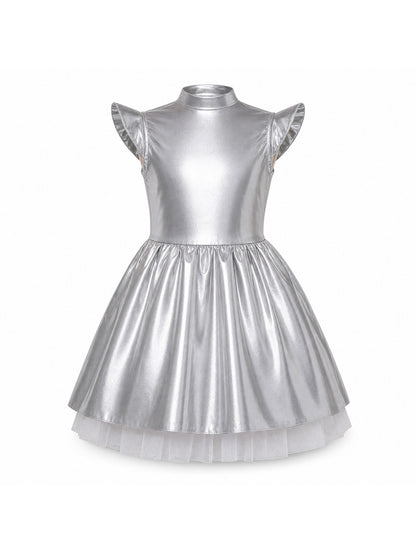 Children Girls Shiny Halloween Alien Cosplay Fancy Costume Space Robot Astronaut main product view