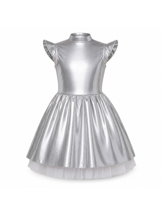 Children Girls Shiny Halloween Alien Cosplay Fancy Costume Space Robot Astronaut main product view