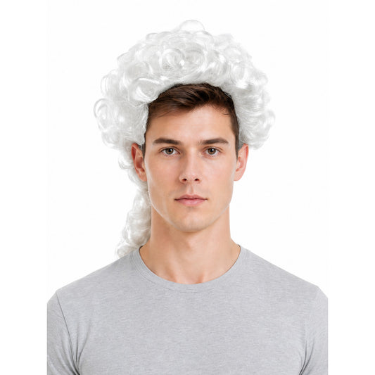 White Curly Lawyer Wig for Masquerade