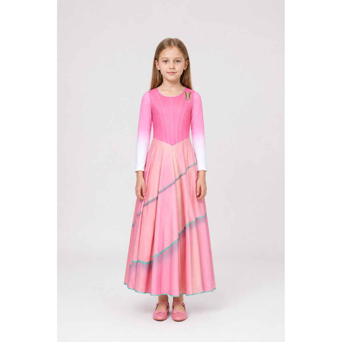 Children's Long Pink Glinda Witch Dress for Halloween main product view