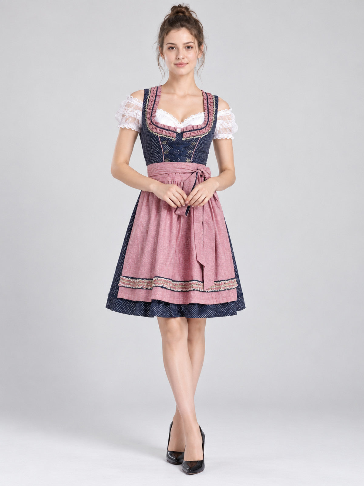 Bavarian-Style Dress with Apron for Oktoberfest