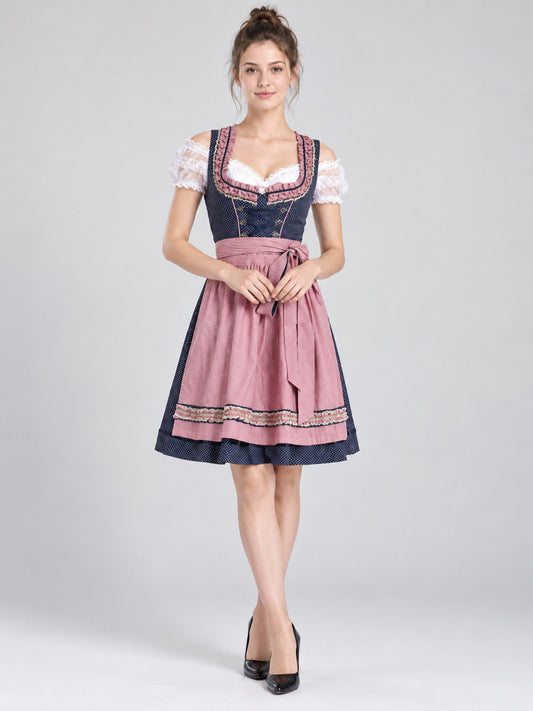 Bavarian-Style Dress with Apron for Oktoberfest