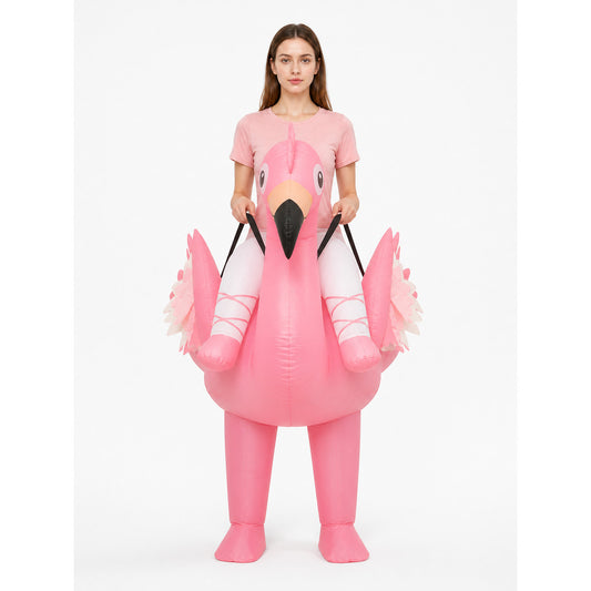 Inflatable Flamingo Costume with Wings and Long Legs front view
