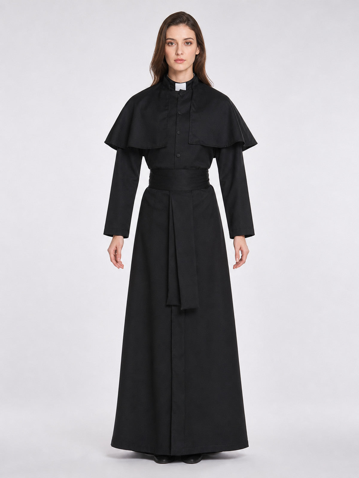 Black Religious Robe Costume for Role-Playing Games front view