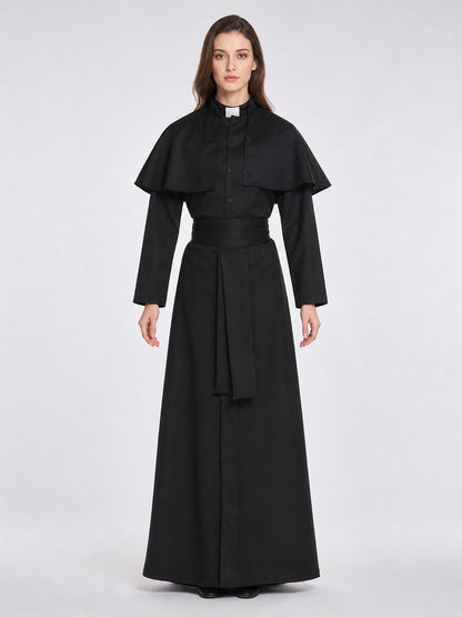 Black Religious Robe Costume for Role-Playing Games front view