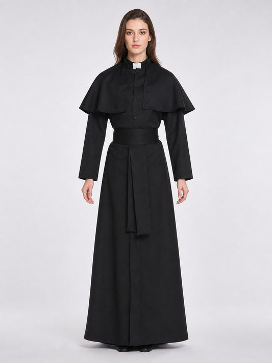 Black Religious Robe Costume for Role-Playing Games front view