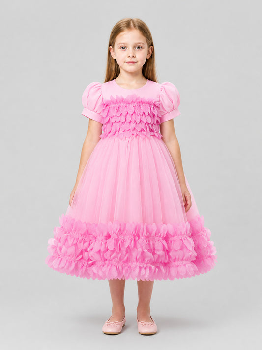 Tutu Dress with 3D Petals, Full Skirt on-model view