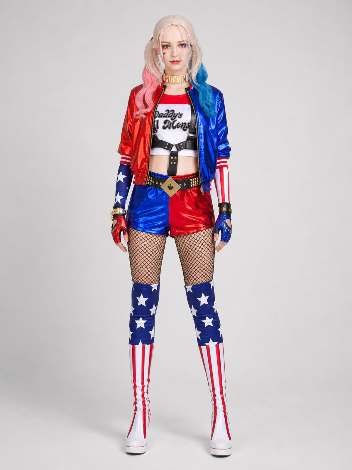 Harley Quinn Costume, Cosplay and Halloween Costume Set on-model view